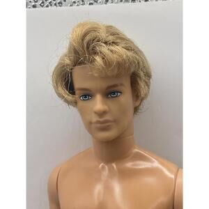 Vintage 1960s Hunky Ken Doll Blonde Rooted Hair Intense Blue Eyes Nude For OOAK